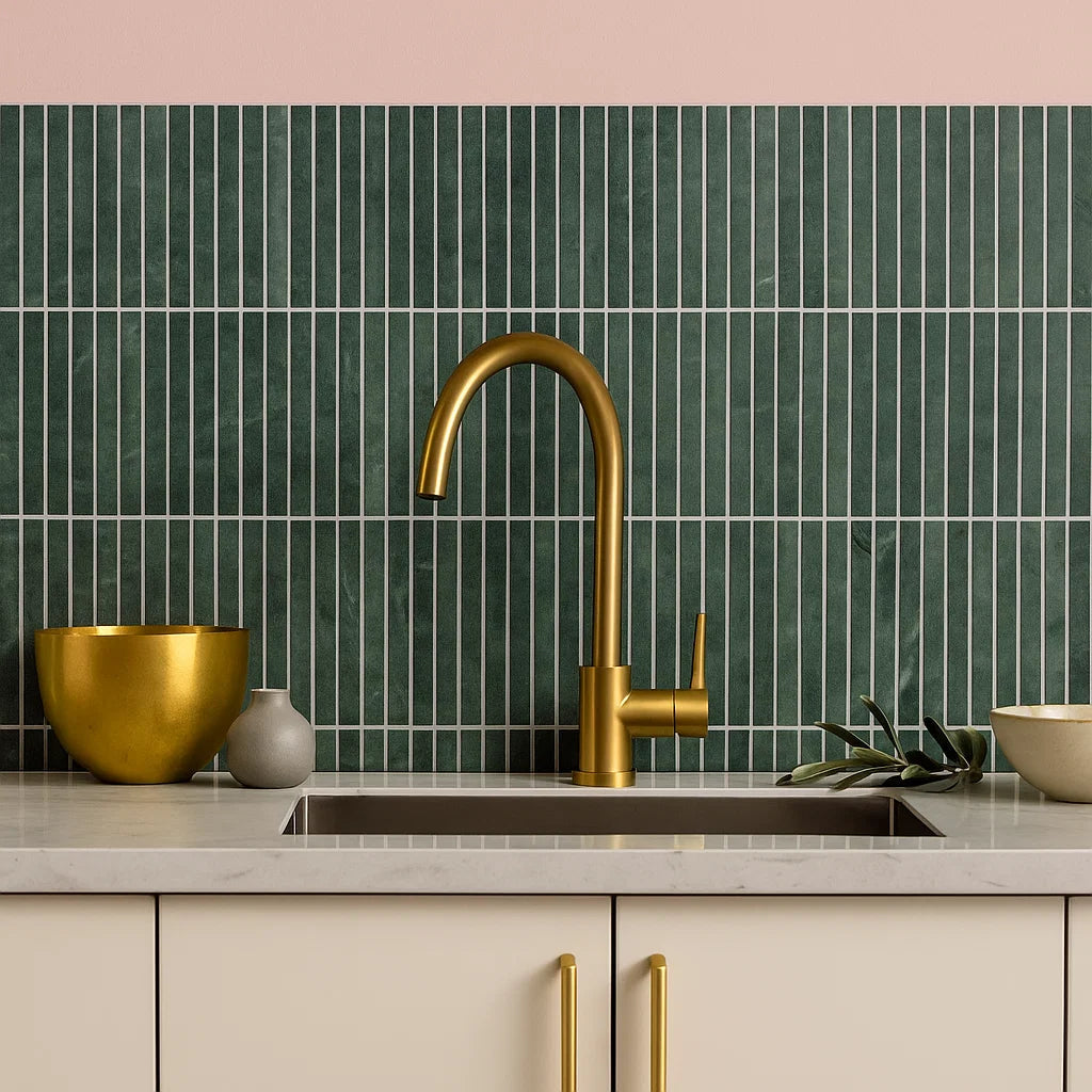 Verona Emerald Green Natural Marble Rectangle Mosaic Wall and Floor Tile TilesDecor