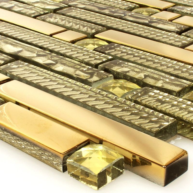 Structured Gold Mix Mosaic Tiles Mosafil FL90032m Axel XCM GV918