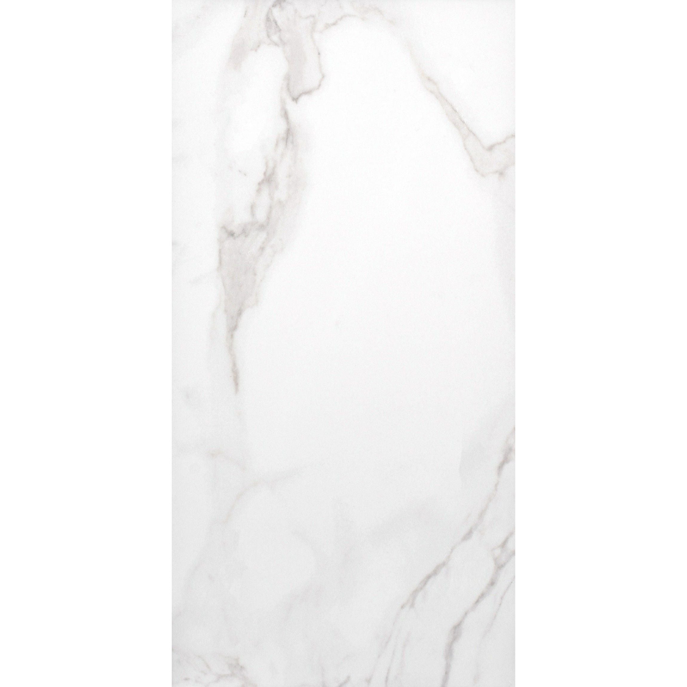 White Polished Marble Wall and Floor Tile 30x60cm https://tile.co.uk/collections/floor-tiles/products/30x60cm-statuario-mercury-polished-tile