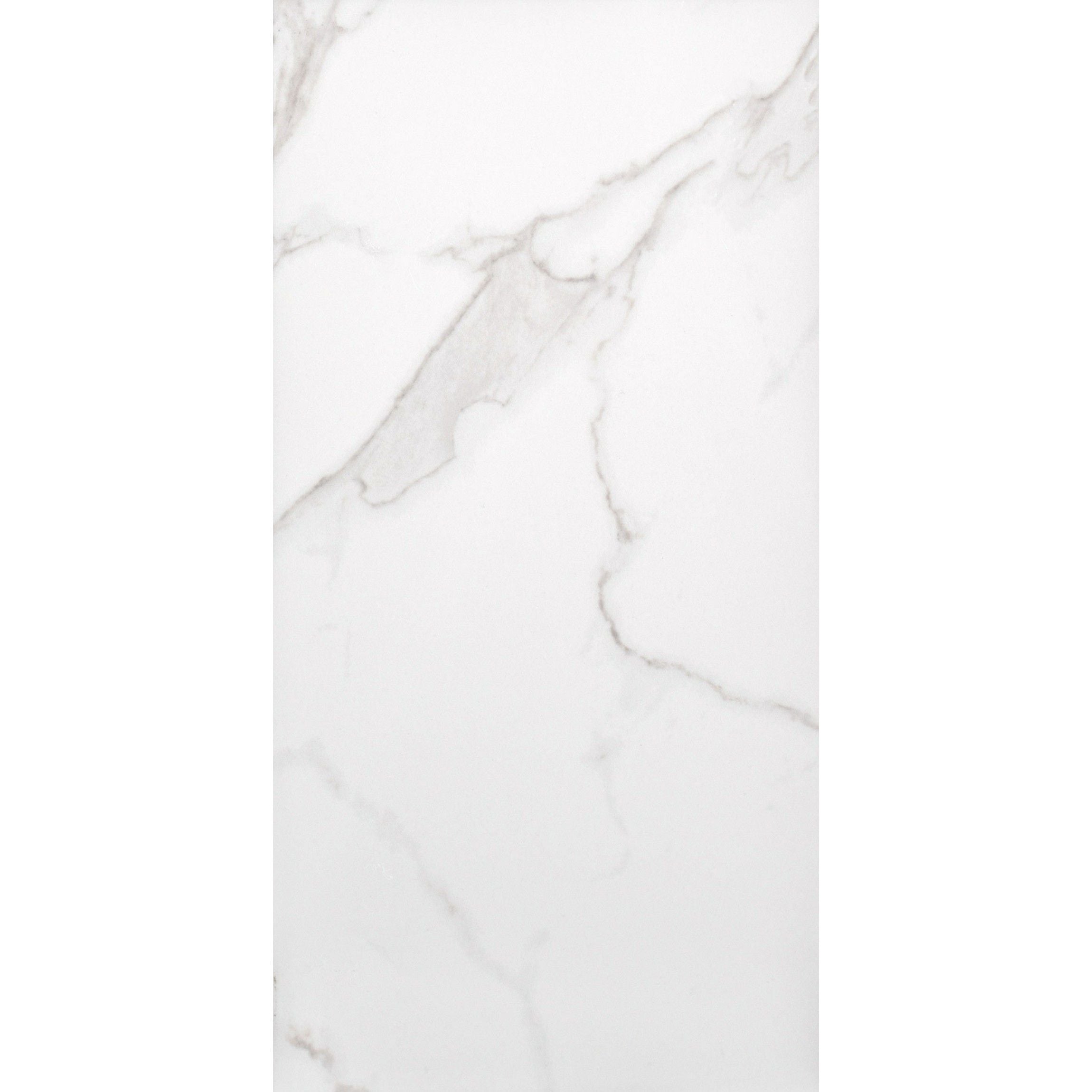 White Polished Marble Wall and Floor Tile 30x60cm https://tile.co.uk/collections/floor-tiles/products/30x60cm-statuario-mercury-polished-tile