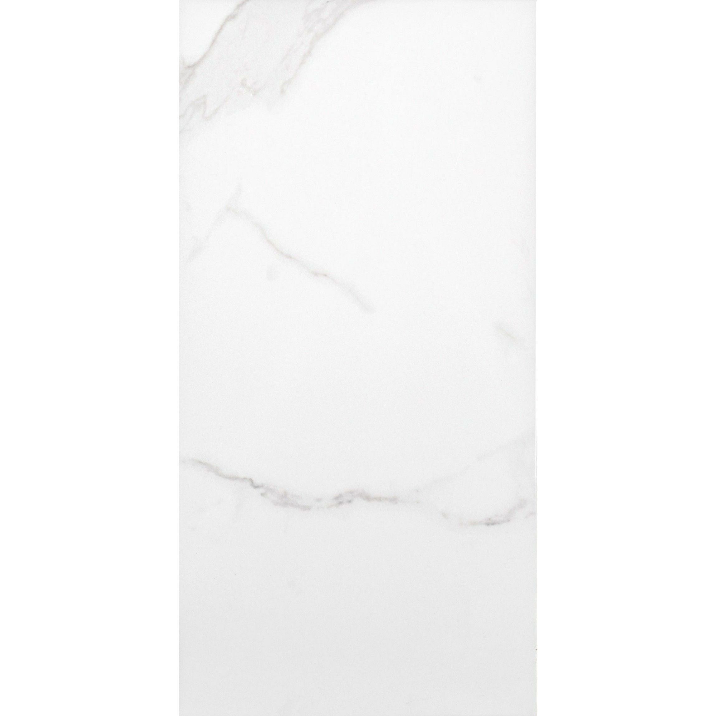 White Polished Marble Wall and Floor Tile 30x60cm https://tile.co.uk/collections/floor-tiles/products/30x60cm-statuario-mercury-polished-tile