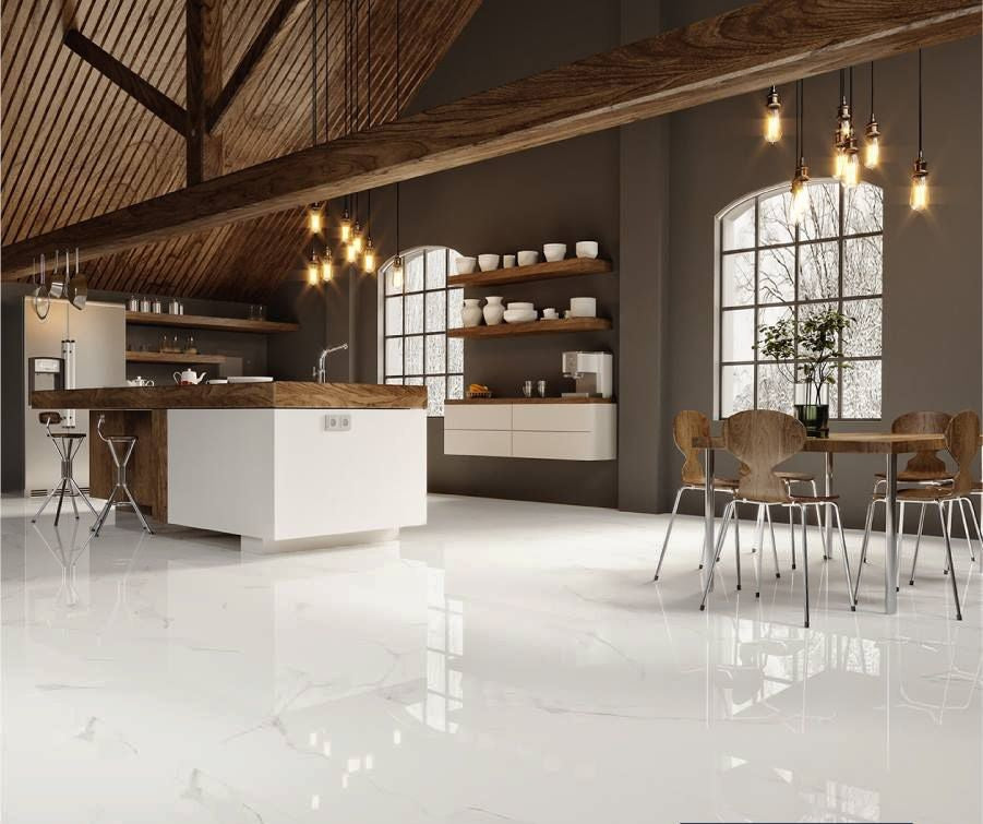 Bianco White Marble Effect Tile 1200x1200mm TT 120x120