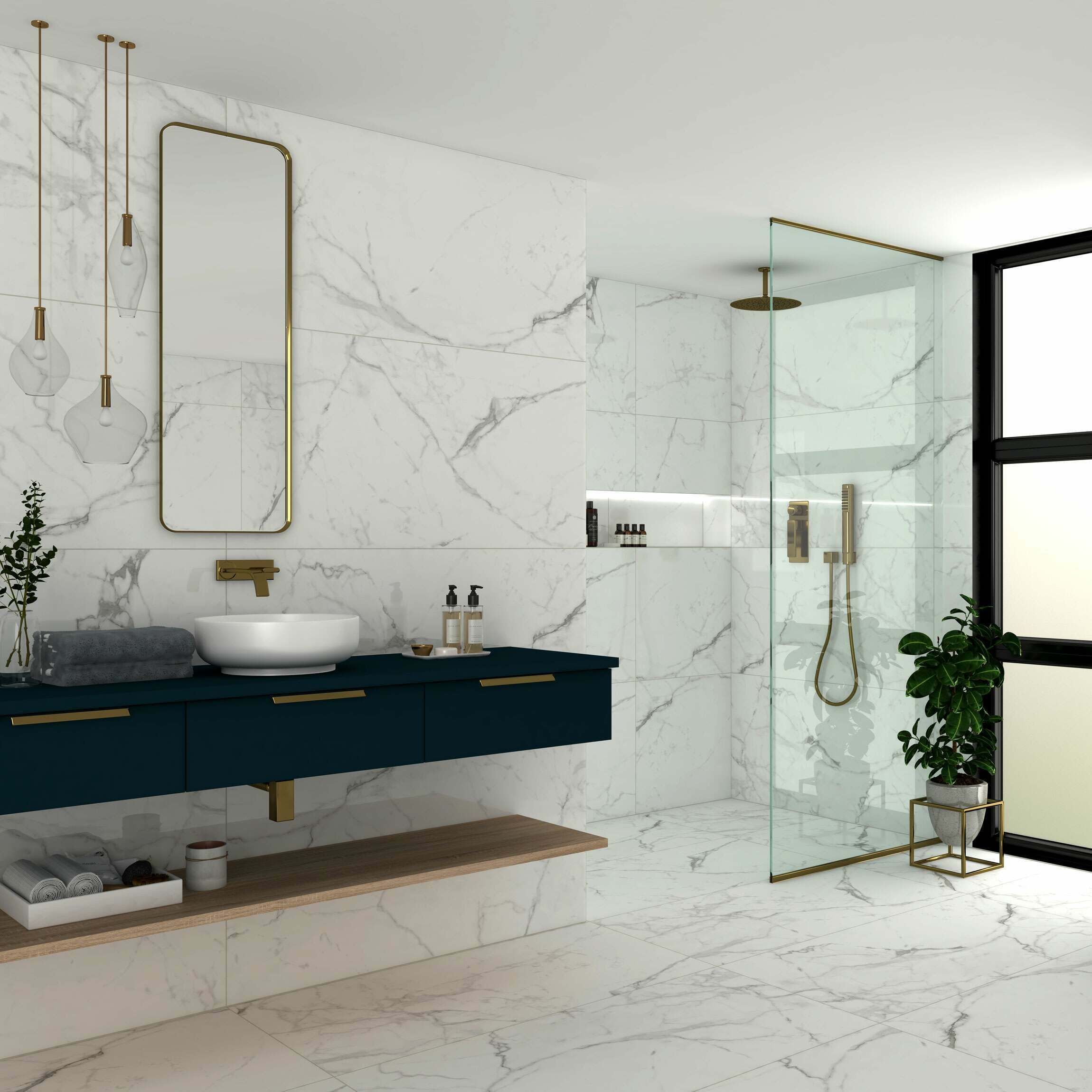 Allura XL 60x120cm White Matt Marble Effect Porcelain Wall and Floor Tiles TilesDecor