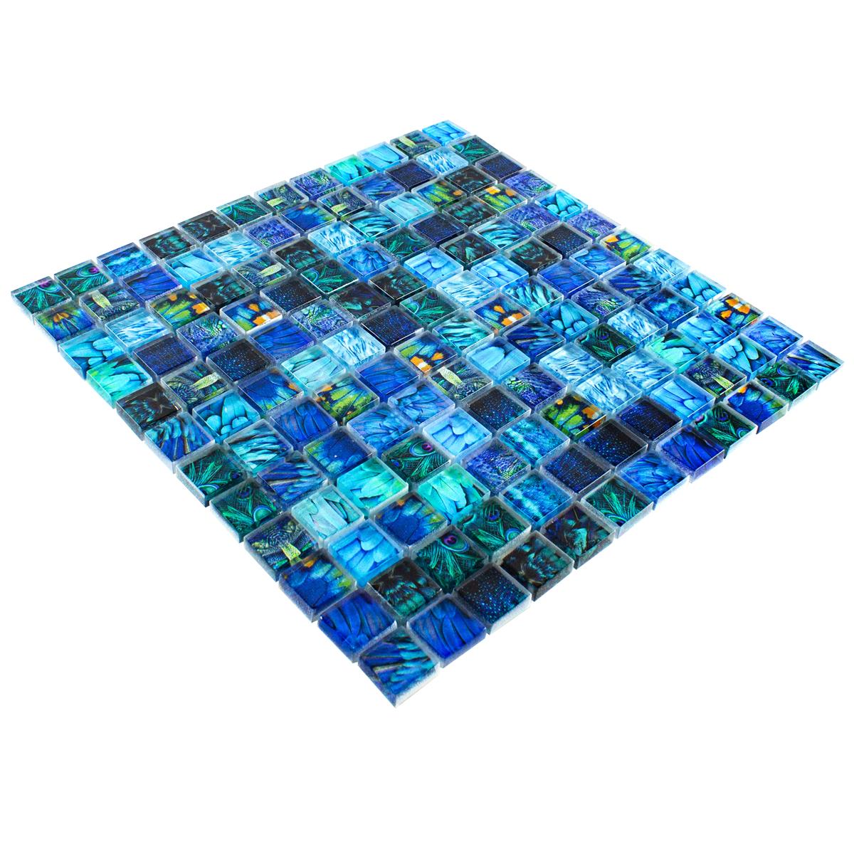 Sapphire Blossom Blue Glass Mosaic Mosafil TM35250