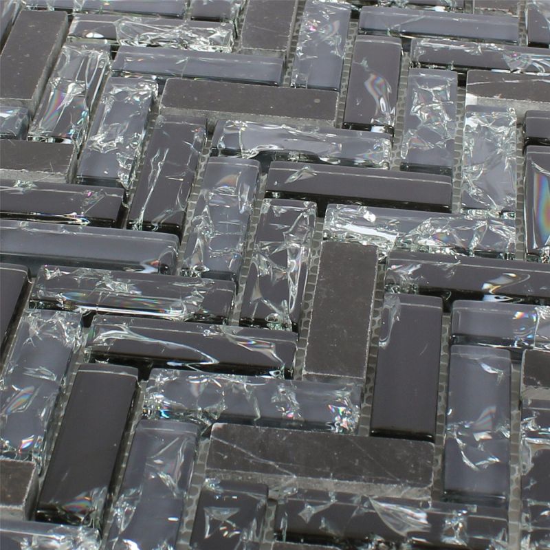 Malawi Black Fish Bone Natural Stone Mosaic Mosafil TM34272 Axel XIC HB1528
