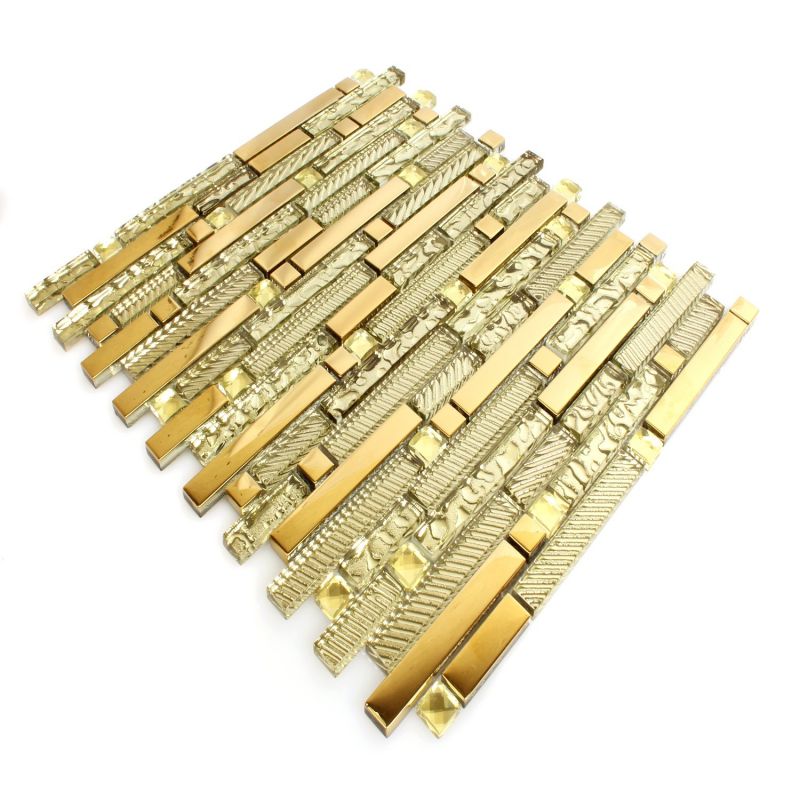 Structured Gold Mix Mosaic Tiles Mosafil FL90032m Axel XCM GV918