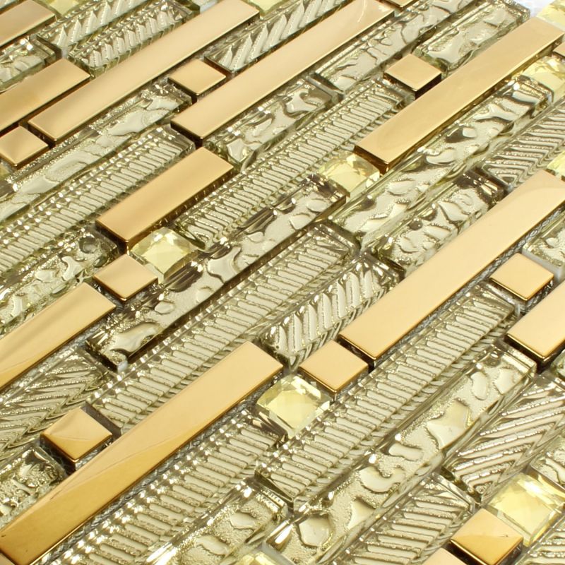 Structured Gold Mix Mosaic Tiles Mosafil FL90032m Axel XCM GV918