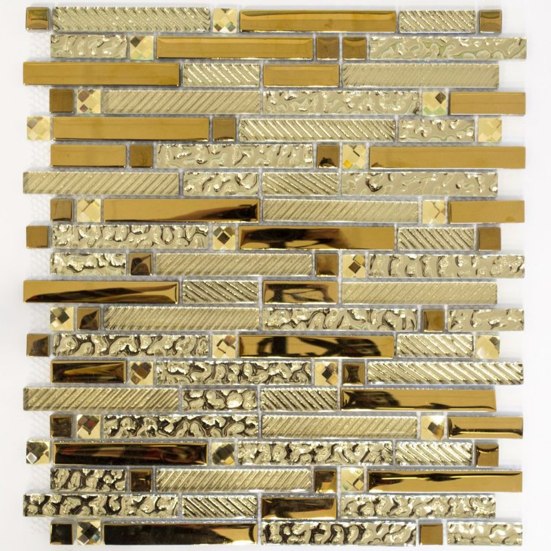 Structured Gold Mix Mosaic Tiles Mosafil FL90032m Axel XCM GV918