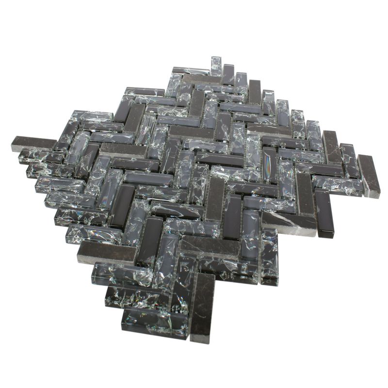Malawi Black Fish Bone Natural Stone Mosaic Mosafil TM34272 Axel XIC HB1528