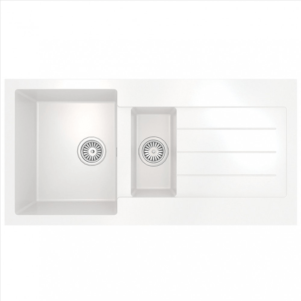 ELLSI Comite Matt White 1.5 Bowl & Drainer Sink, PDT-000102 Ellsi