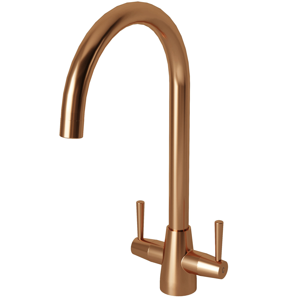 Ellsi Lusso Dual Lever Kitchen Sink Mixer Tap with Swivel Spout - Brushed Copper, PDT-000406 Ellsi