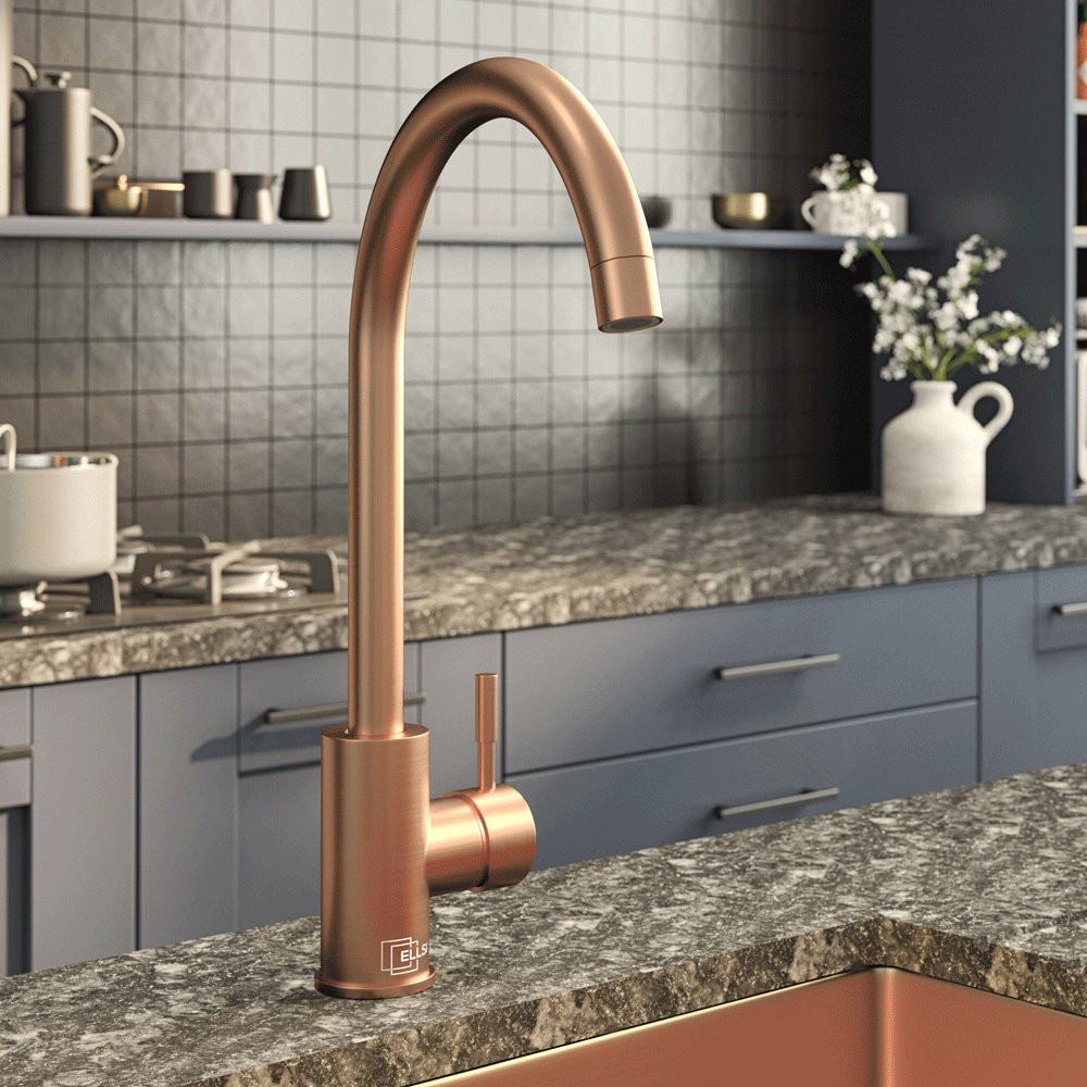 Ellsi Tivoli Single Lever Kitchen Sink Mixer Tap with Swivel Spout - Copper, PDT-000058 Ellsi