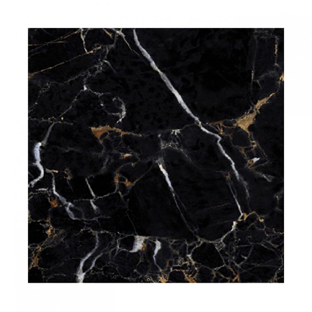 Nero Marquina Mystic Polished Black and Gold Marble Effect 600x600mm Wall and Floor Tile TilesDecor
