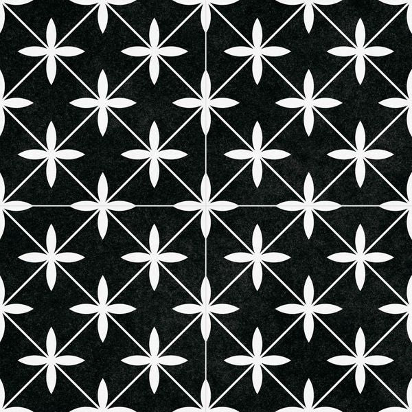 Dove Black and White Matt Patterned Floor Tiles