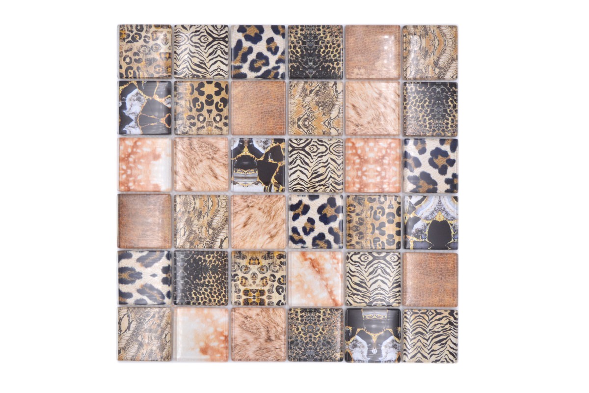 Leopard Brown Gloss Mosaic Tile TilesDecor
