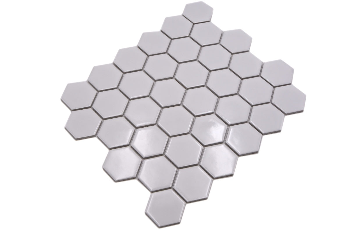 Hexagon Gloss White Mosaic Tile HUH HX 080