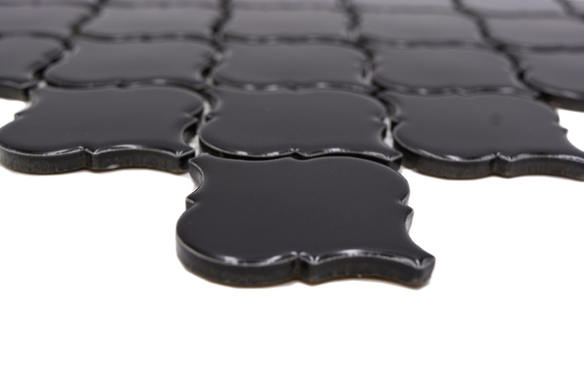 Black Gloss Arabesque Mosaic Tile HUH CLP 12BM