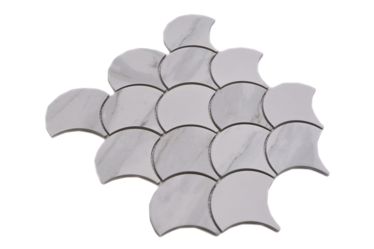 Carrara White Scallop Mosaic Tile TilesDecor