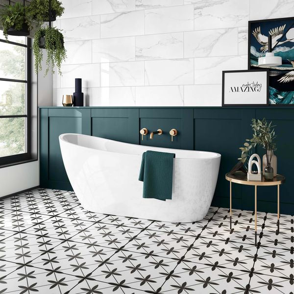 Dove White Matt Patterned Floor Tiles