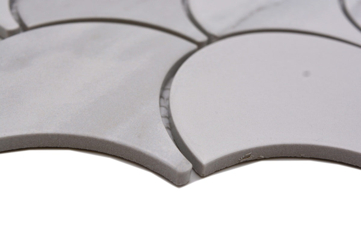 Carrara White Scallop Mosaic Tile TilesDecor