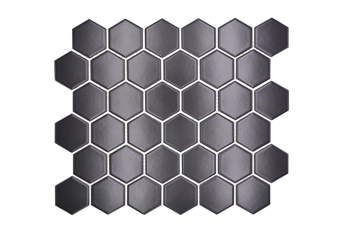 Hexagon Matt Black Mosaic Tile HUH HX 095