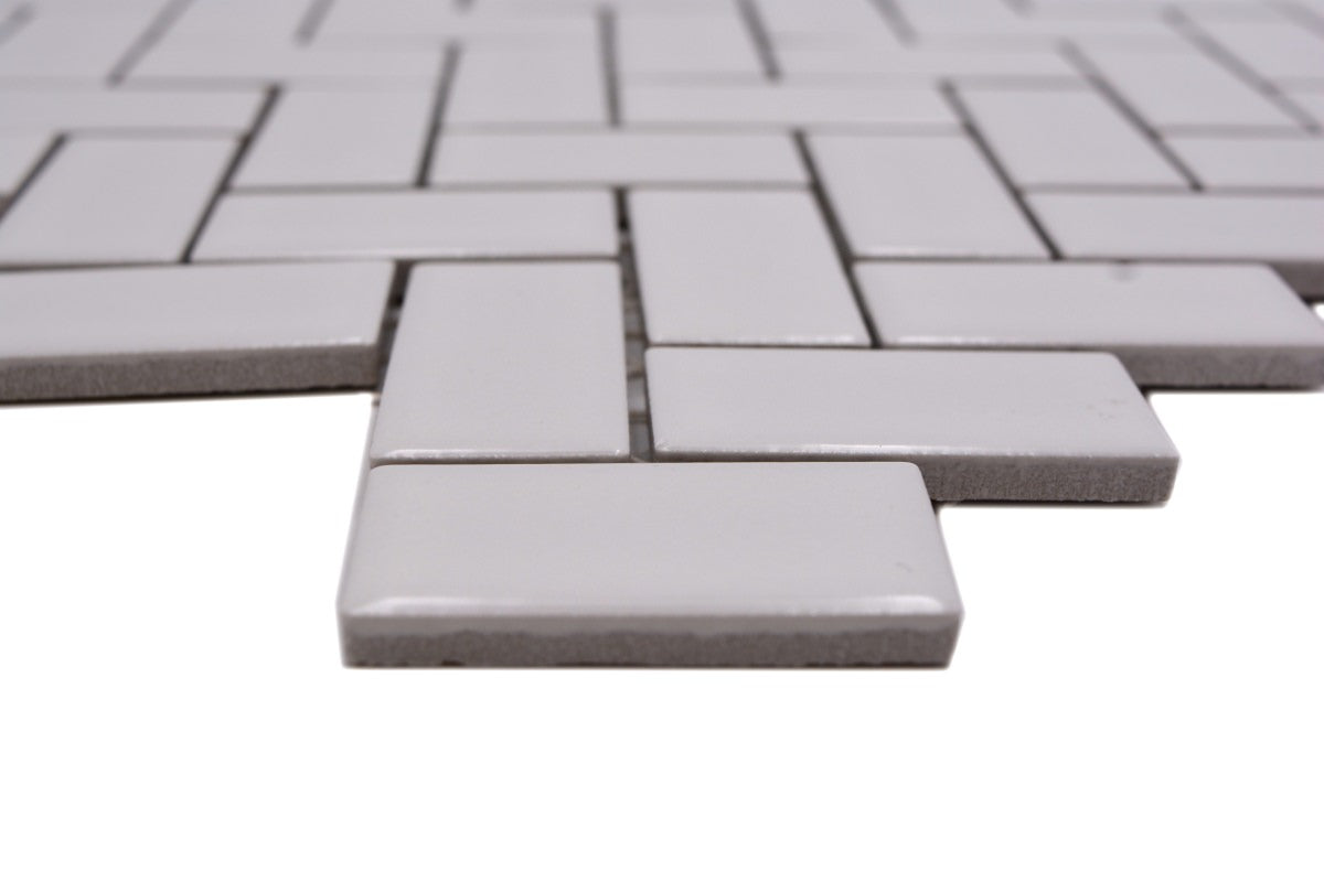 White Herringbone Gloss Mosaic Tile HUH CHB 5WG