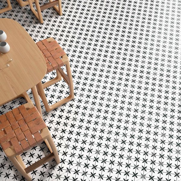 Dove White Matt Patterned Floor Tiles