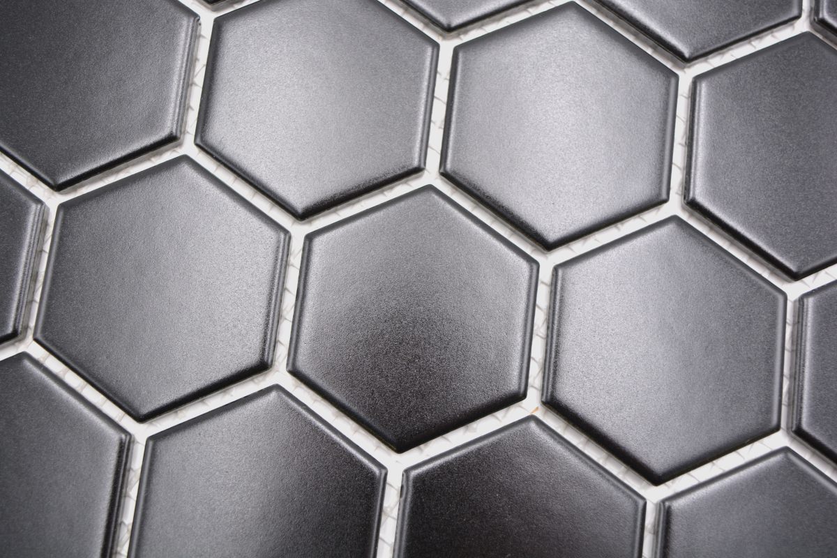 Hexagon Matt Black Mosaic Tile HUH HX 095