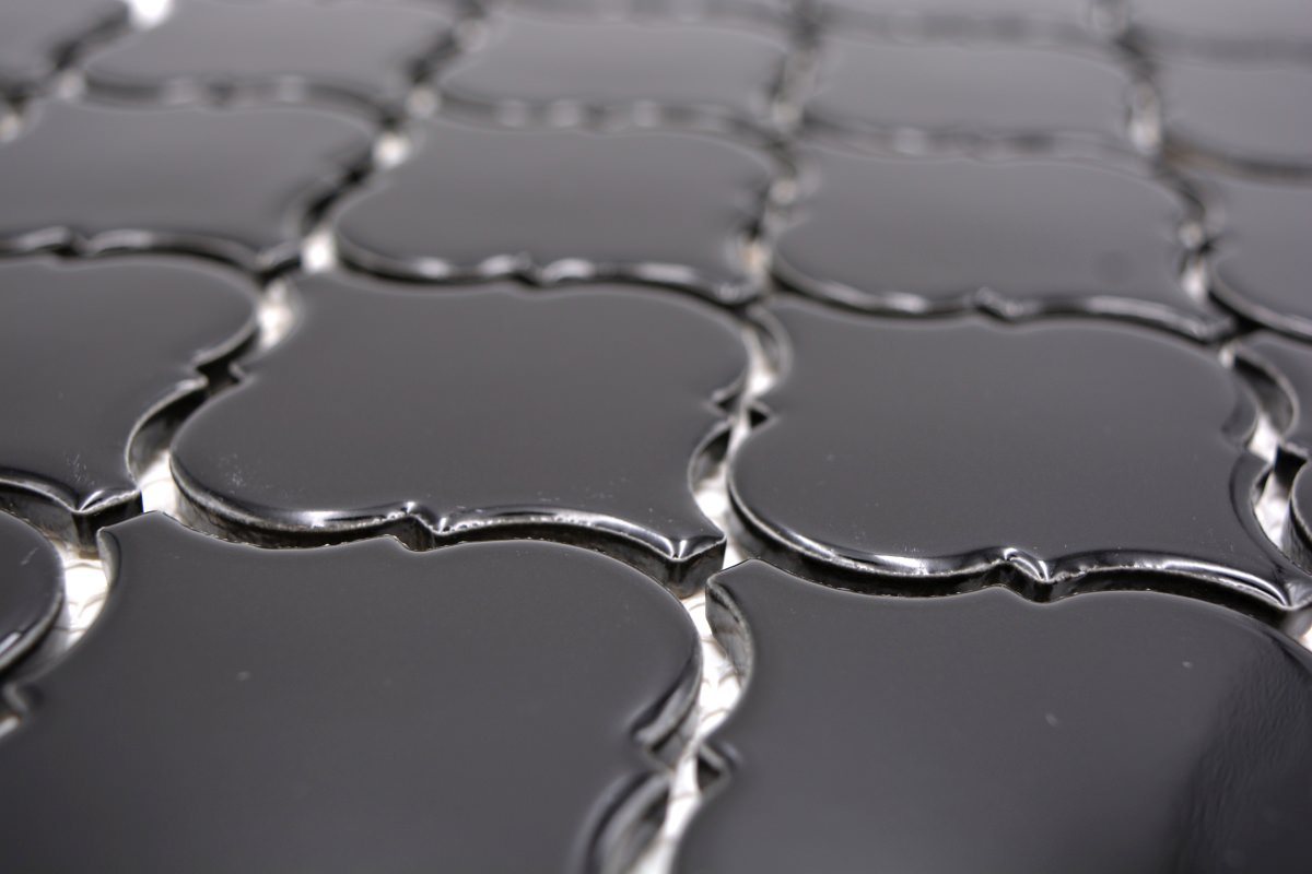 Black Gloss Arabesque Mosaic Tile HUH CLP 12BM