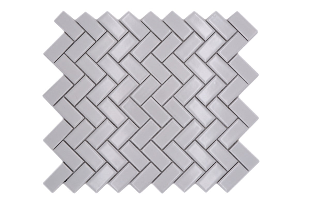 White Herringbone Gloss Mosaic Tile HUH CHB 5WG
