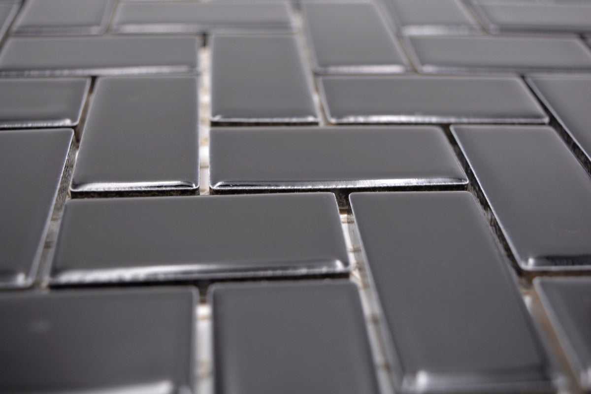 Black Herringbone Gloss Mosaic Tile HUH CHB 6BG