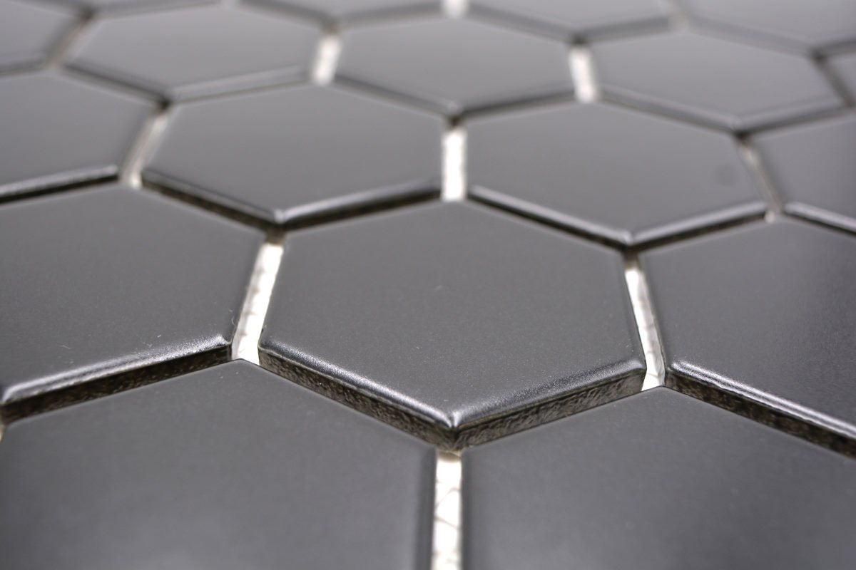 Hexagon Matt Black Mosaic Tile HUH HX 095