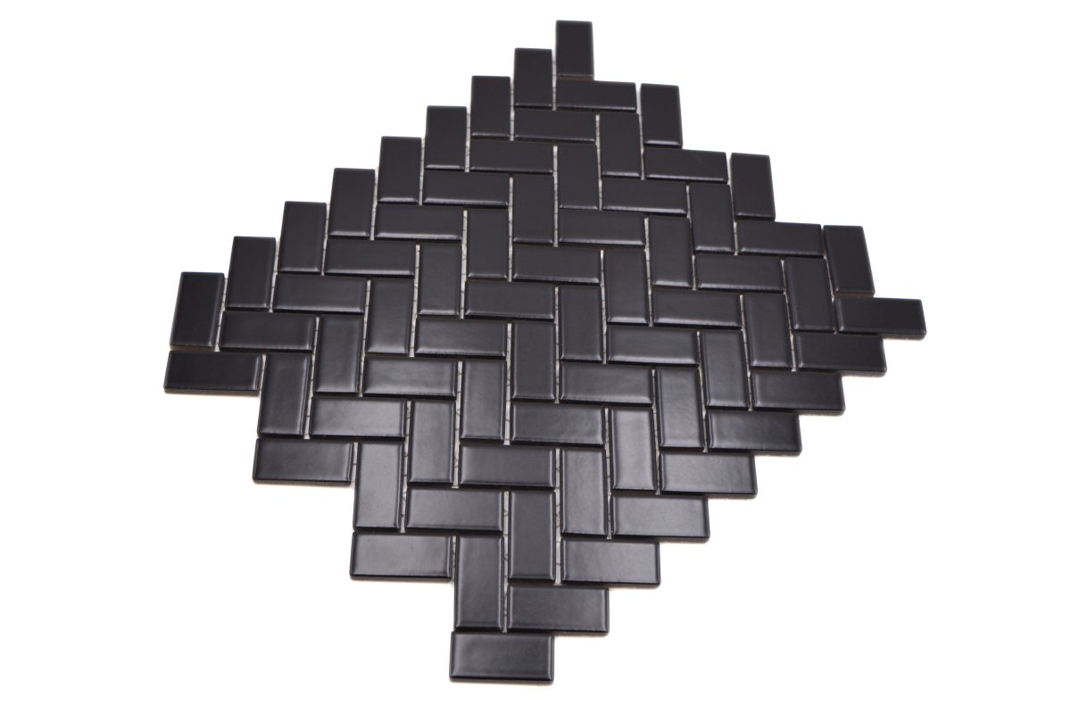 Black Herringbone Matt Mosaic Tile (Copy) HUH CHB 06BM