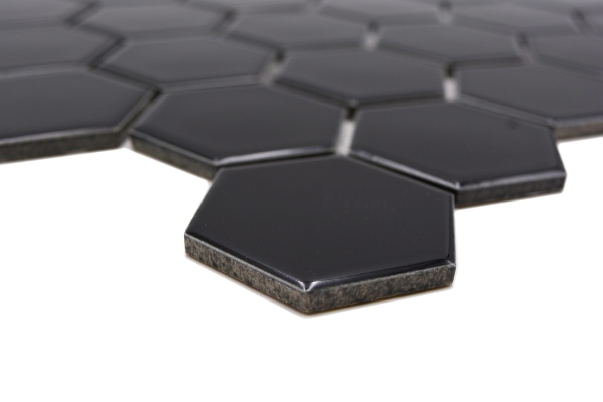 Hexagon Gloss Black Mosaic Tile (Copy) HUH HX 090