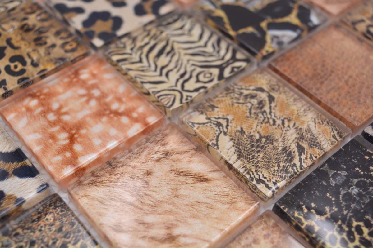 Leopard Brown Gloss Mosaic Tile TilesDecor