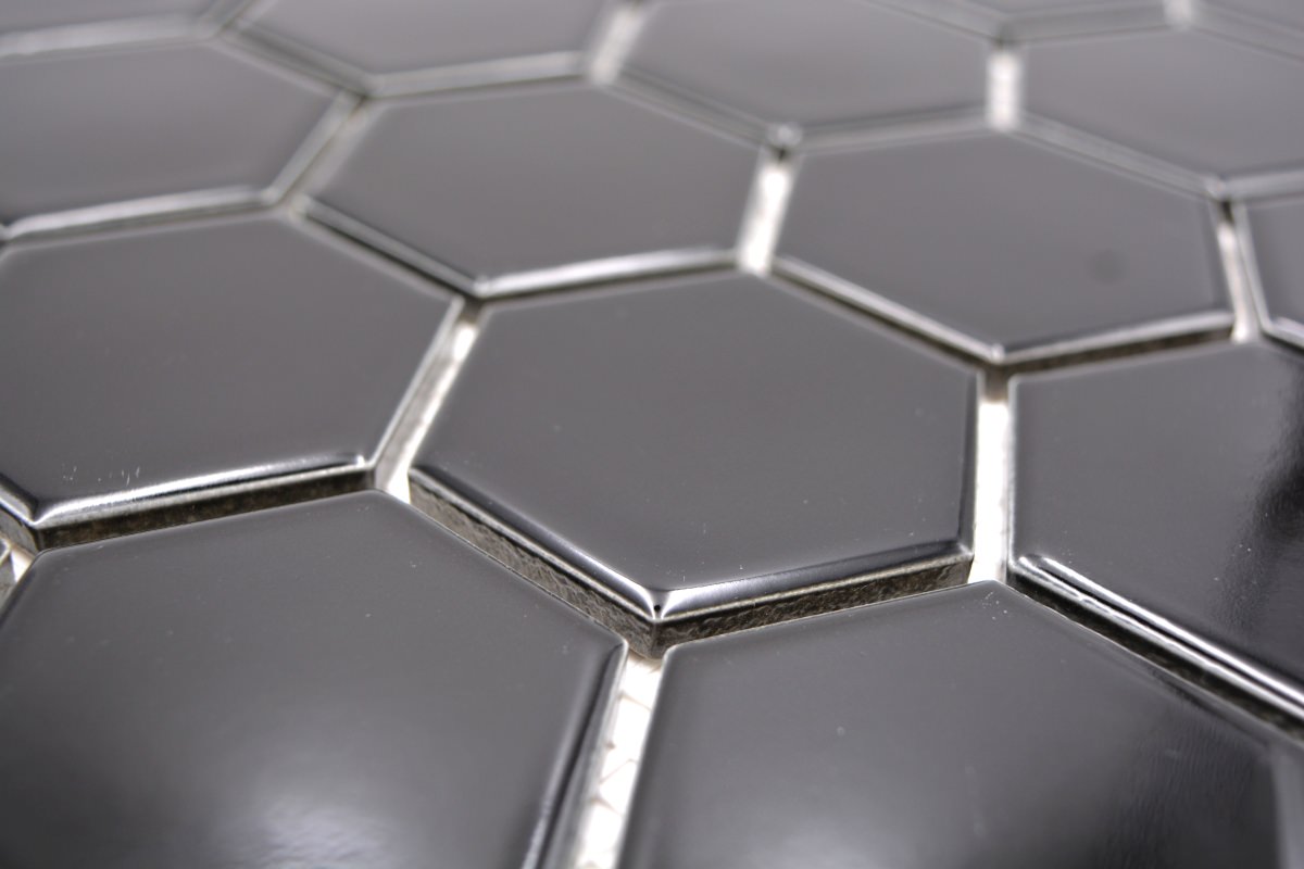 Hexagon Gloss Black Mosaic Tile (Copy) HUH HX 090