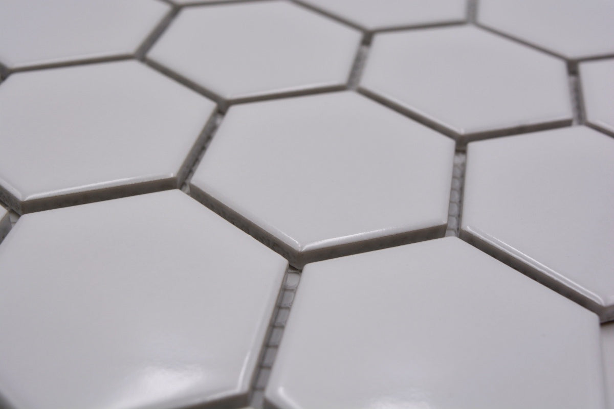 Hexagon Matt White Mosaic Tile (Copy) HUH HX 085