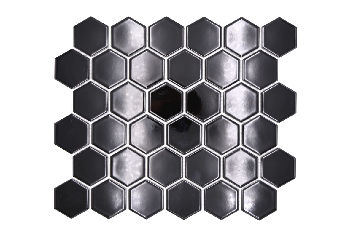 Hexagon Gloss Black Mosaic Tile (Copy) HUH HX 090