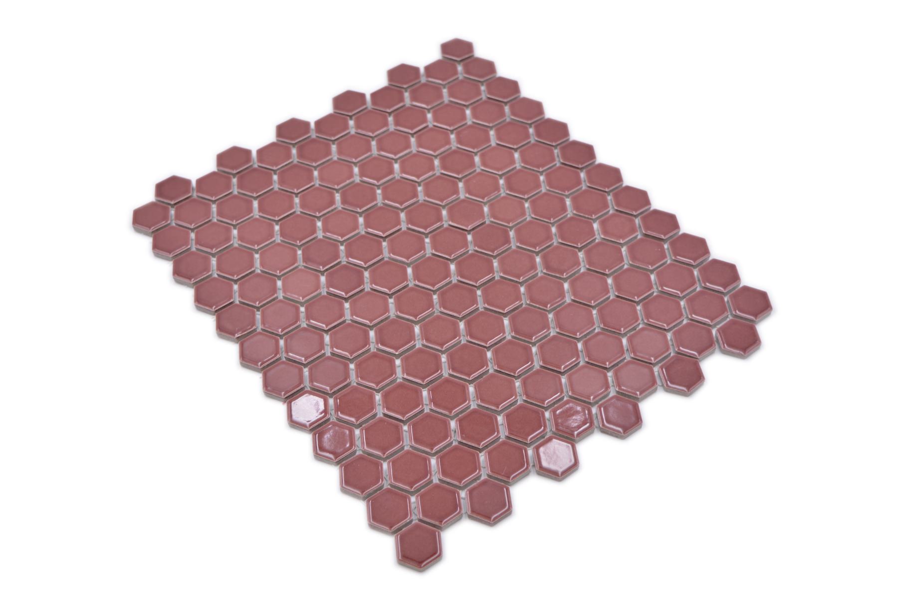 Red Burgundy Hexagon Mosaic Tile TilesDecor