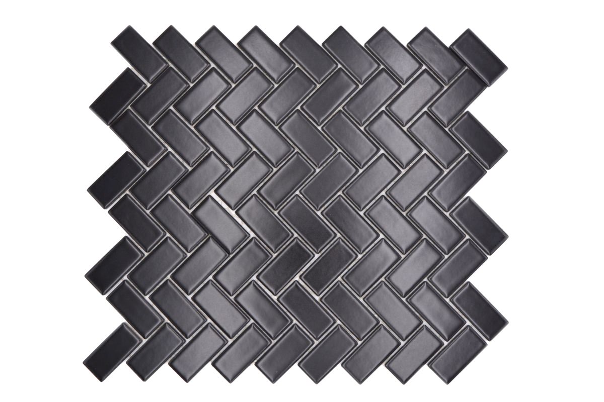 Black Herringbone Matt Mosaic Tile (Copy) HUH CHB 06BM