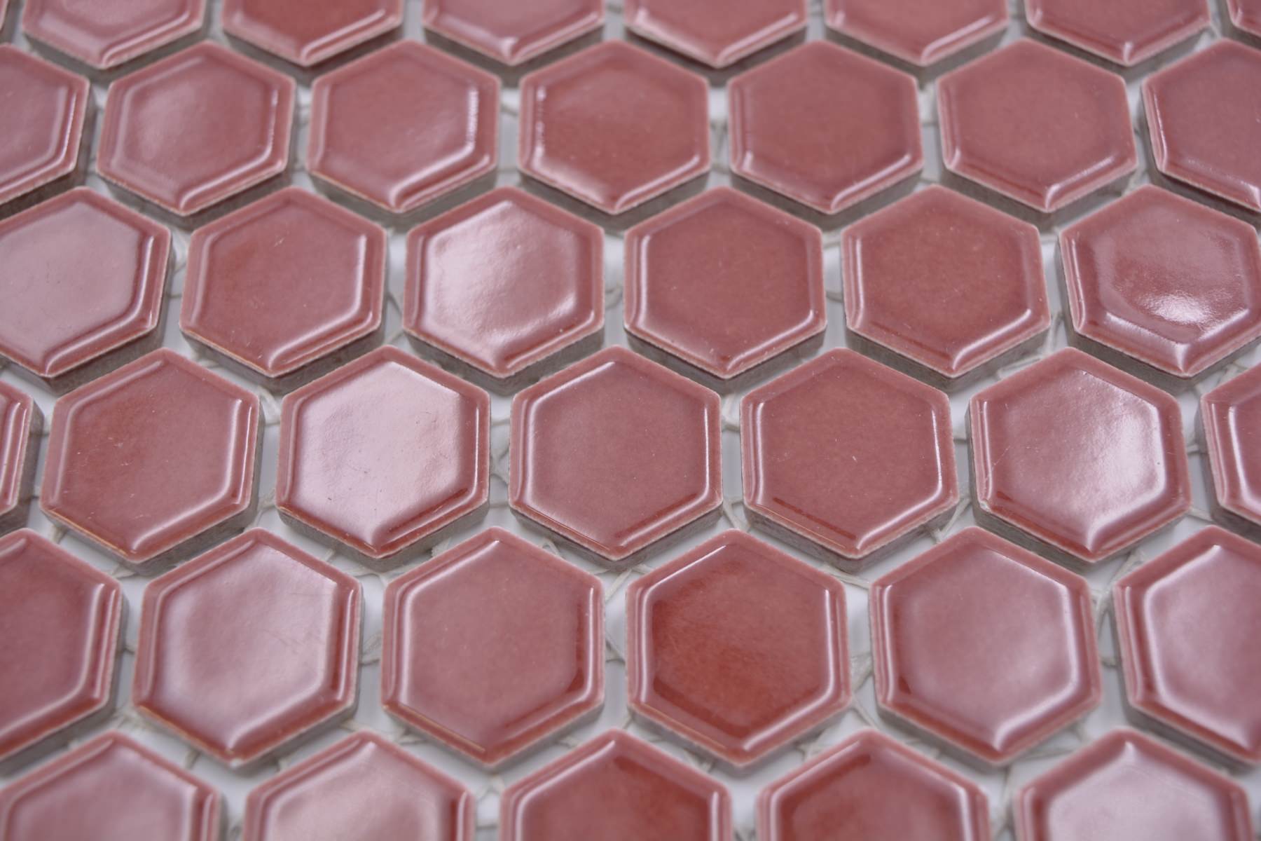 Red Burgundy Hexagon Mosaic Tile TilesDecor