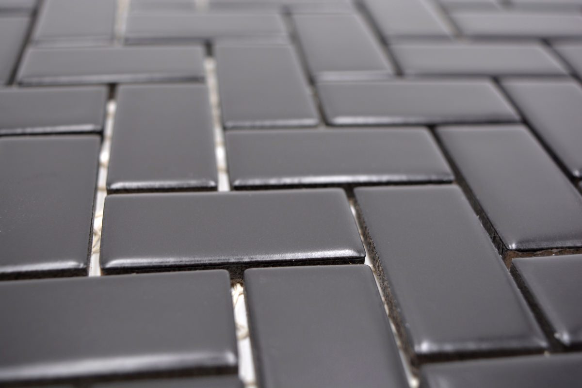 Black Herringbone Matt Mosaic Tile (Copy) HUH CHB 06BM