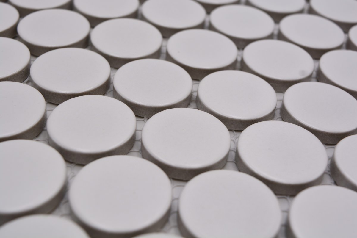 White Penny Matt Mosaic Tile HUH Knopf 11G