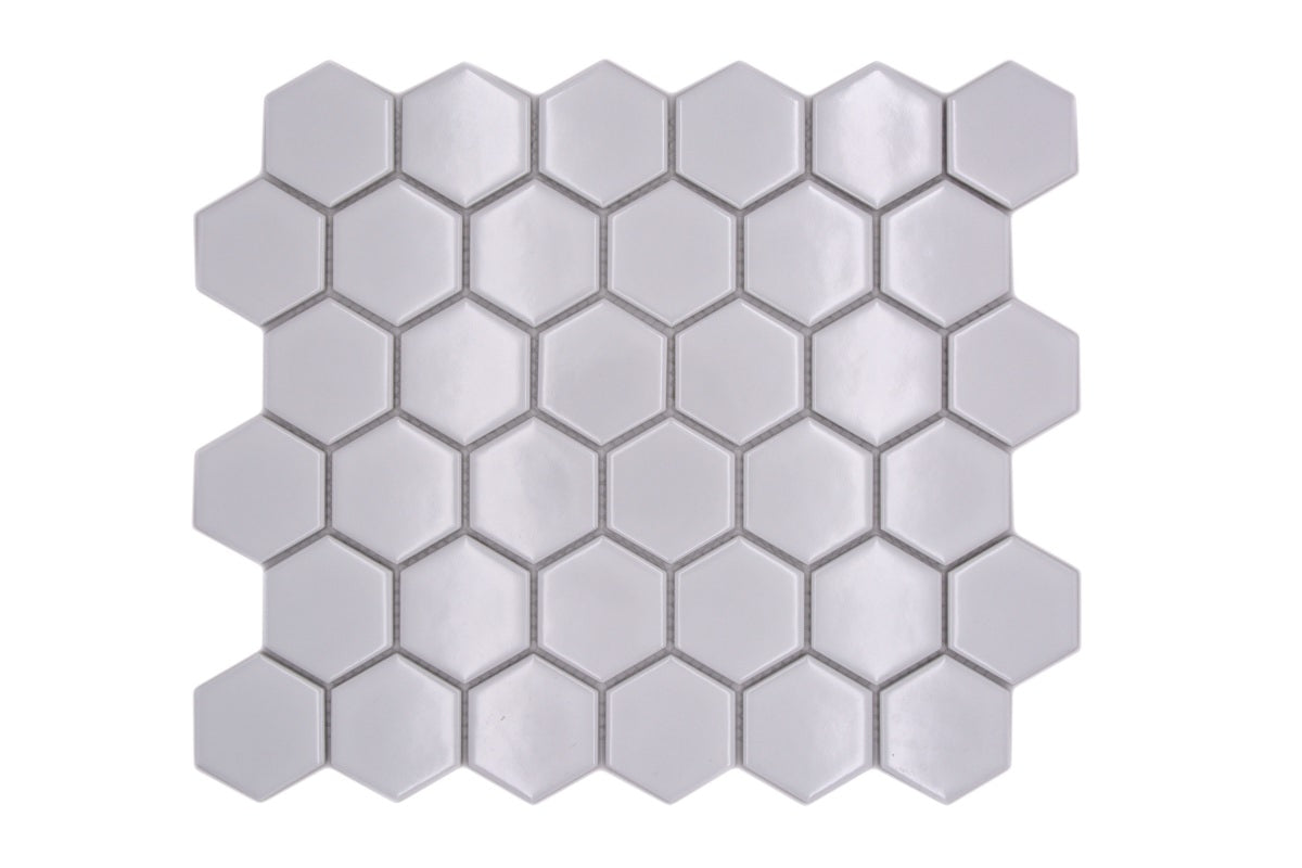 Hexagon Gloss White Mosaic Tile HUH HX 080
