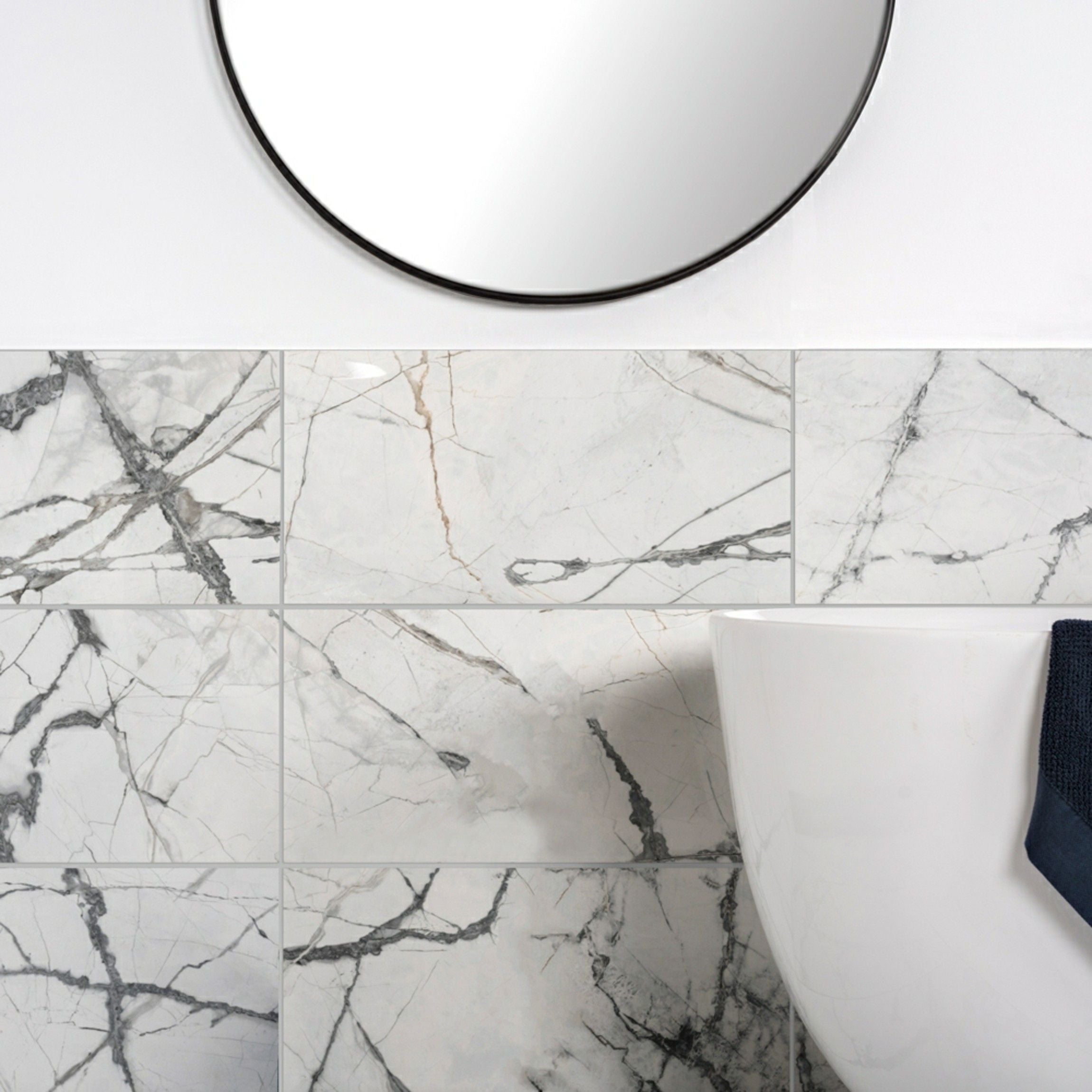 Allure Calacatta Polished Marble Effect 60x30cm Tiles TilesDecor