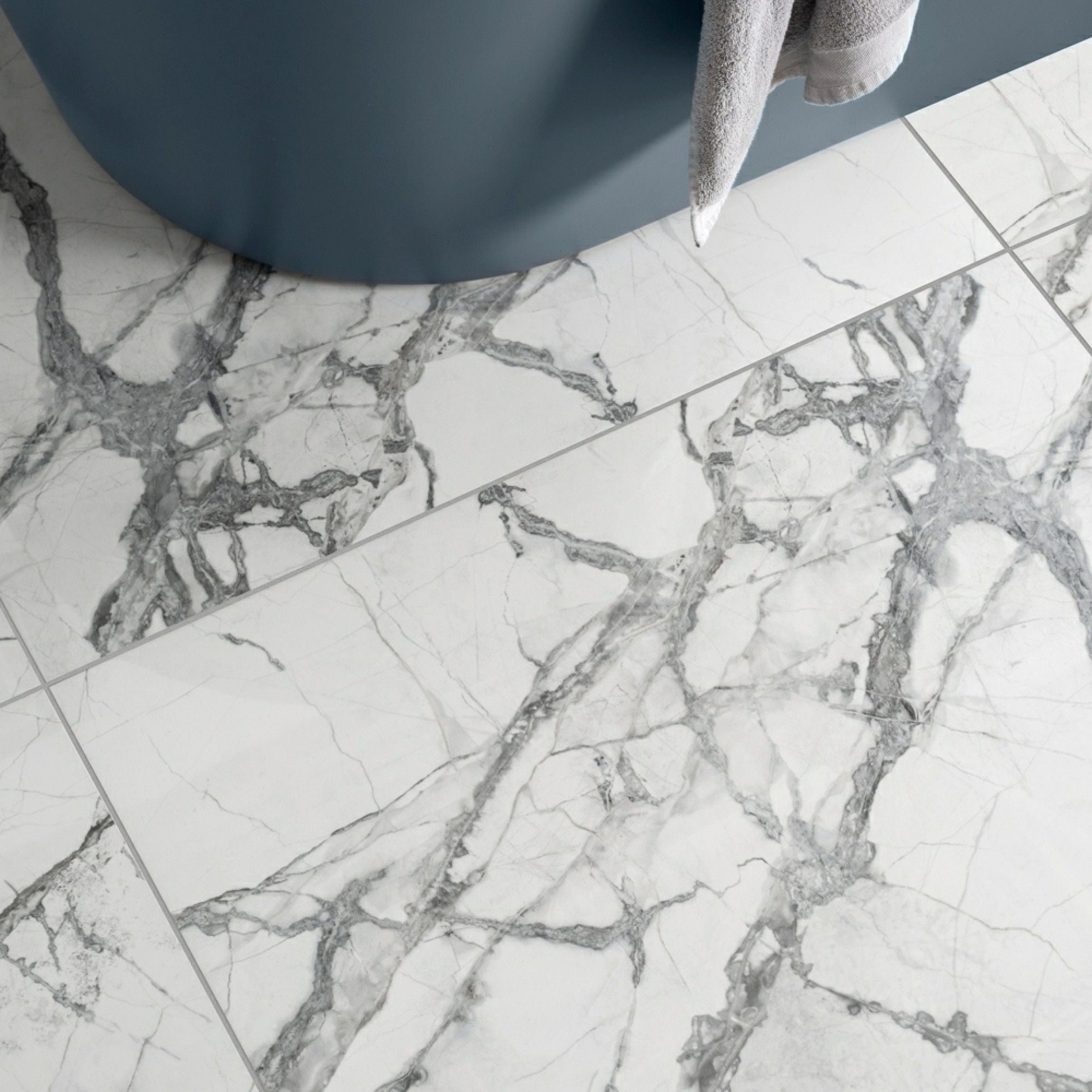 Allure Calacatta Polished Marble Effect 90x90cm Tiles TilesDecor