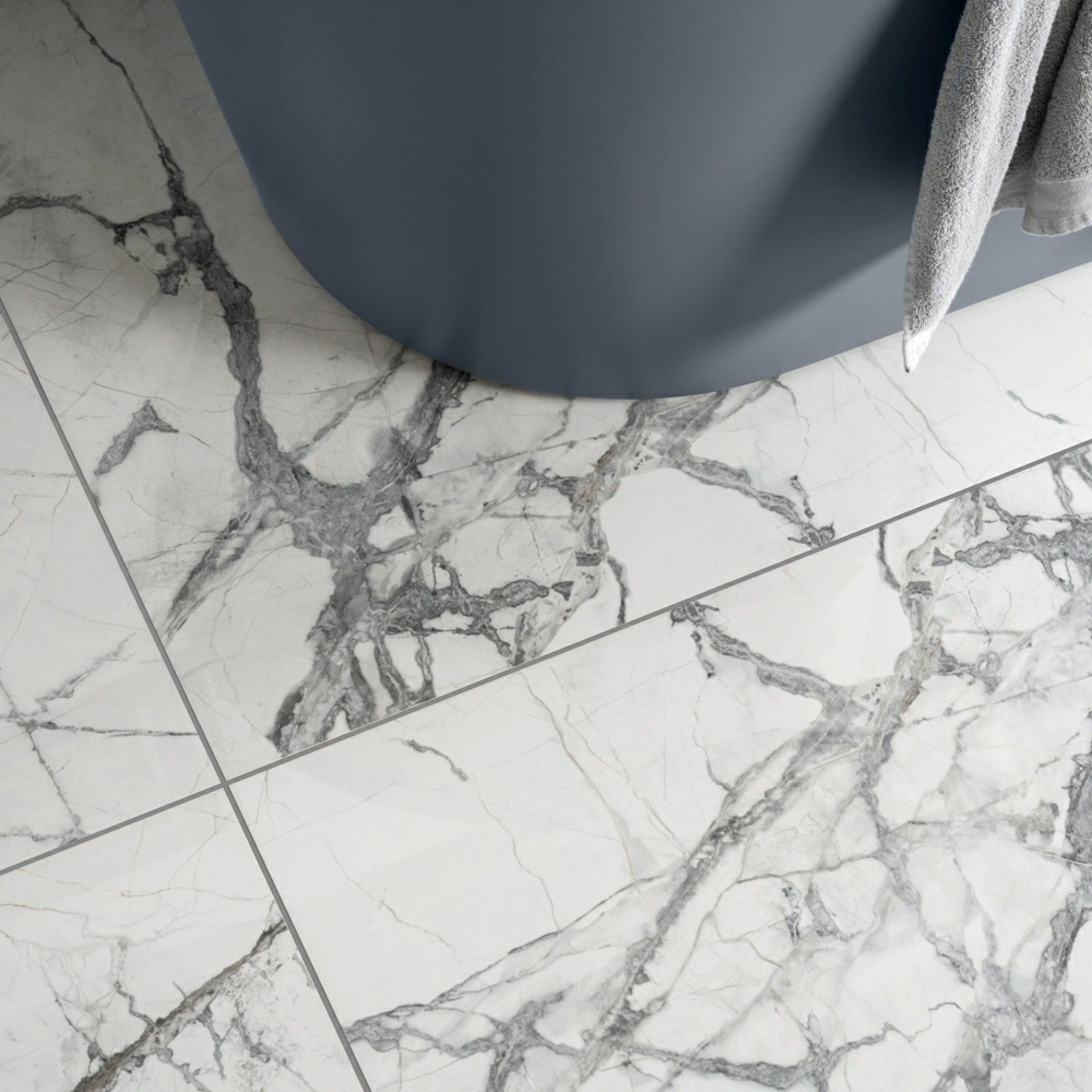 Allure Calacatta Polished Marble Effect 90x90cm Tiles TilesDecor