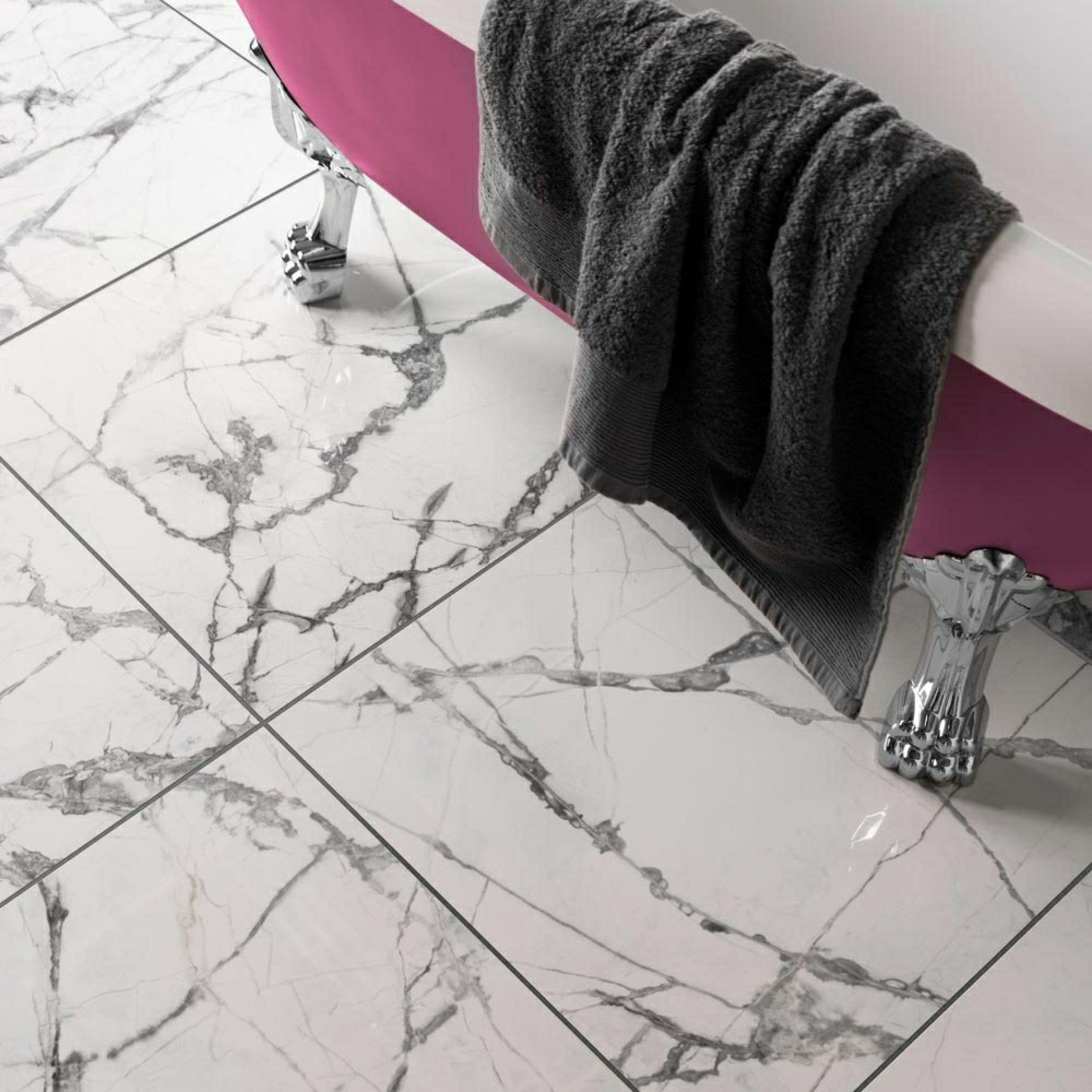 Allure Calacatta Polished Marble Effect 60x60cm Tiles TilesDecor