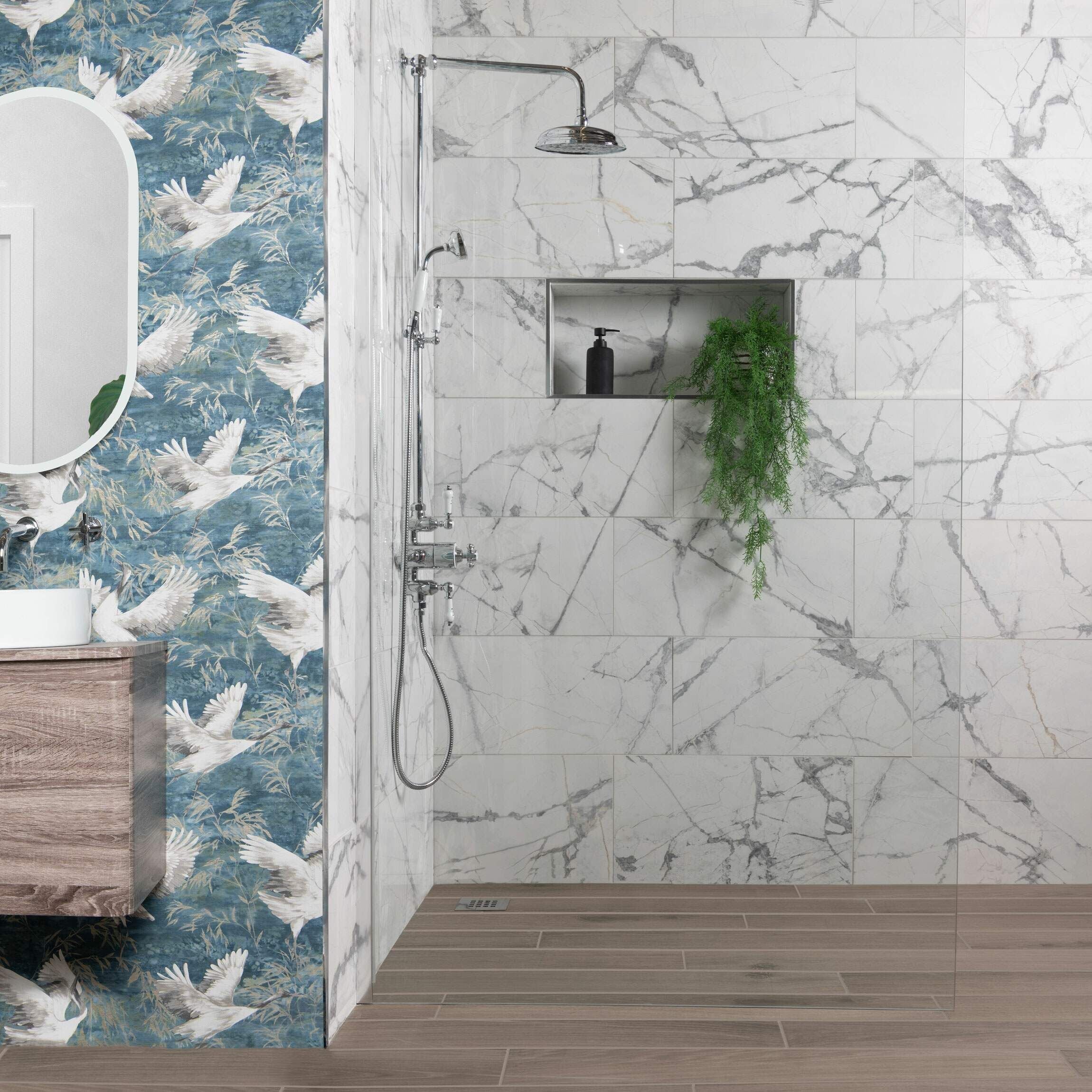 Allure Calacatta Polished Marble Effect 60x30cm Tiles TilesDecor