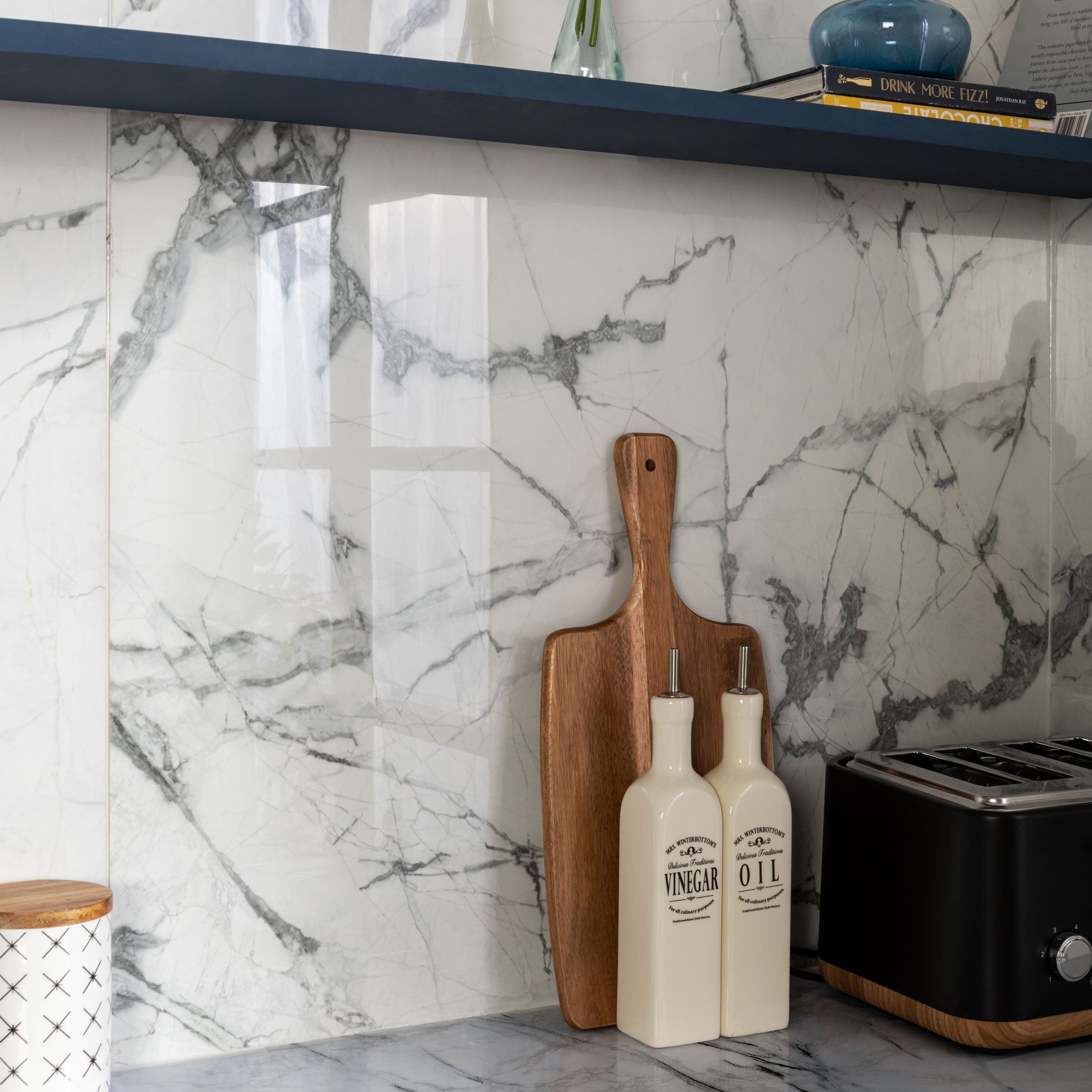 Allure Calacatta Polished Marble Effect 60x60cm Tiles TilesDecor